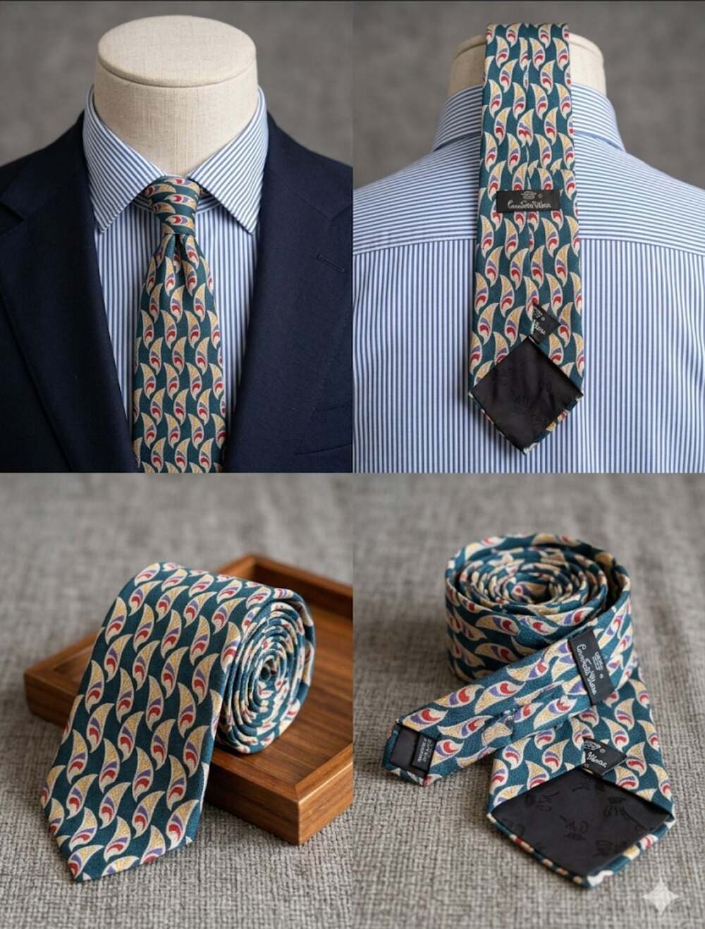 Countess Mara Men's Silk Necktie with Abstract Pattern